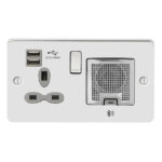 Metal Slimline 13A Switched Socket Outlets with 2.4A Dual USB Charger and TWS Bluetooth Audio Speaker