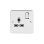 Metal Slimline 1G 13A Switched Socket-DP