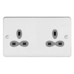 Metal Slimline 2G 13A Un-Switched Socket