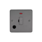 Metal Flat Profile Fused Connection Unit with Neon and Flex Outlet - 13A Fused