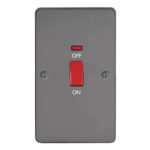 Metal Flat Profile 45A D.P. Switch with Neon - Large Plate