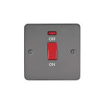 Metal Flat Profile 45A D.P. Switch with Neon - Single Plate