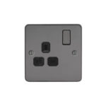 Metal Flat Profile 1G 13A Switched Socket-DP