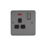 Metal Flat Profile 1G 13A Switched Socket with Neon-SP