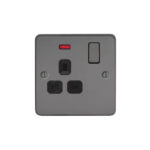 Metal Flat Profile 1G 13A Switched Socket with Neon-DP
