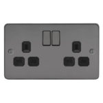 Metal Flat Profile 2G 13A Switched Socket-SP