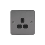 Metal Flat Profile 1G 13A Un-Switched Socket