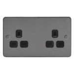 Metal Flat Profile 2G 13A Un-Switched Socket