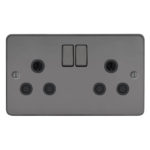 Metal Flat Profile 2G 15A Switched Socket-SP