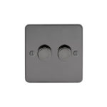 Metal Flat Profile Universal LED - 2G 2 Way 200W Dimmer Switch - Rotary Push - Trailing Edge