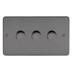 Metal Flat Profile 3G 2 Way 400W Dimmer Switch - Rotary Push