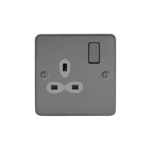 Metal Slimline 1G 13A Switched Socket-SP