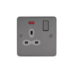 Metal Slimline 1G 13A Switched Socket with Neon-SP
