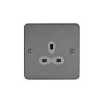 Metal Slimline 1G 13A Un-Switched Socket