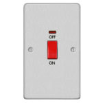 Metal Flat Profile 45A D.P. Switch with Neon - Large Plate