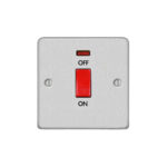 Metal Flat Profile 45A D.P. Switch with Neon - Single Plate