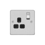 Metal Flat Profile 1G 13A Switched Socket-DP