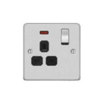 Metal Flat Profile 1G 13A Switched Socket with Neon-SP