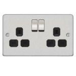 Metal Flat Profile 2G 13A Switched Socket-SP