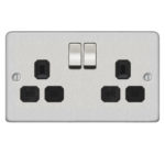 Metal Flat Profile 2G 13A Switched Socket-DP