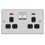 Metal Flat Profile 2G 13A Switched Socket with Neon-SP