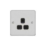 Metal Flat Profile 1G 13A Un-Switched Socket