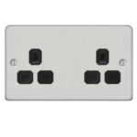 Metal Flat Profile 2G 13A Un-Switched Socket