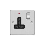 Metal Flat Profile 1G Universal Switched Socket - SP with Neon