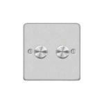 Metal Flat Profile 2G 2 Way 400W Dimmer Switch - Rotary Push