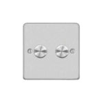 Metal Flat Profile Universal LED - 2G 2 Way 200W Dimmer Switch - Rotary Push - Trailing Edge