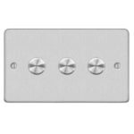 Metal Flat Profile 3G 2 Way 400W Dimmer Switch - Rotary Push