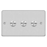 Metal Flat Profile Universal LED - 3G 2 Way 200W Dimmer Switch - Rotary Push - Trailing Edge