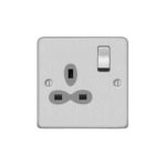 Metal Slimline 1G 13A Switched Socket-SP