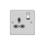 Metal Slimline 1G 13A Switched Socket-DP