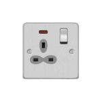 Metal Slimline 1G 13A Switched Socket with Neon-SP