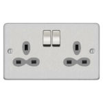 Metal Slimline 2G 13A Switched Socket-SP