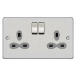 Metal Slimline 2G 13A Switched Socket-DP