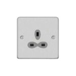 Metal Slimline 1G 13A Un-Switched Socket