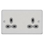 Metal Slimline 2G 13A Un-Switched Socket