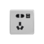 Screwless Curve Profile 10A CCC Socket with Dual USB Charger (2.4A)