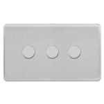 Screwless Curve Profile 3G 2 Way 400W Dimmer Switch - Rotary Push