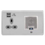 Screwless Curve Slimline 13A Switched Socket Outlets with 2.4A Dual USB Charger and TWS Bluetooth Audio Speaker