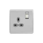 Screwless Curve Slimline 1G 13A Switched Socket-DP