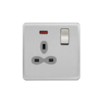 Screwless Curve Slimline 1G 13A Switched Socket with Neon-DP