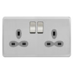 Screwless Curve Slimline 2G 13A Switched Socket-DP