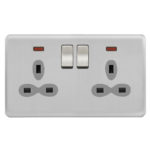 Screwless Curve Slimline 2G 13A Switched Socket with Neon-SP