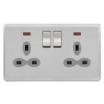 Screwless Curve Slimline 2G 13A Switched Socket with Neon-DP