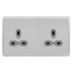 Screwless Curve Slimline 2G 13A Un-Switched Socket