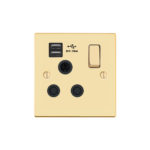 Victorian Profile 1G 15A Switched Socket-SP with USB Charger(2.4A)
