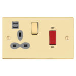 Victorian Slimline 45A D.P. Cooker Switch   13A Switched Socket USB (2.4A)